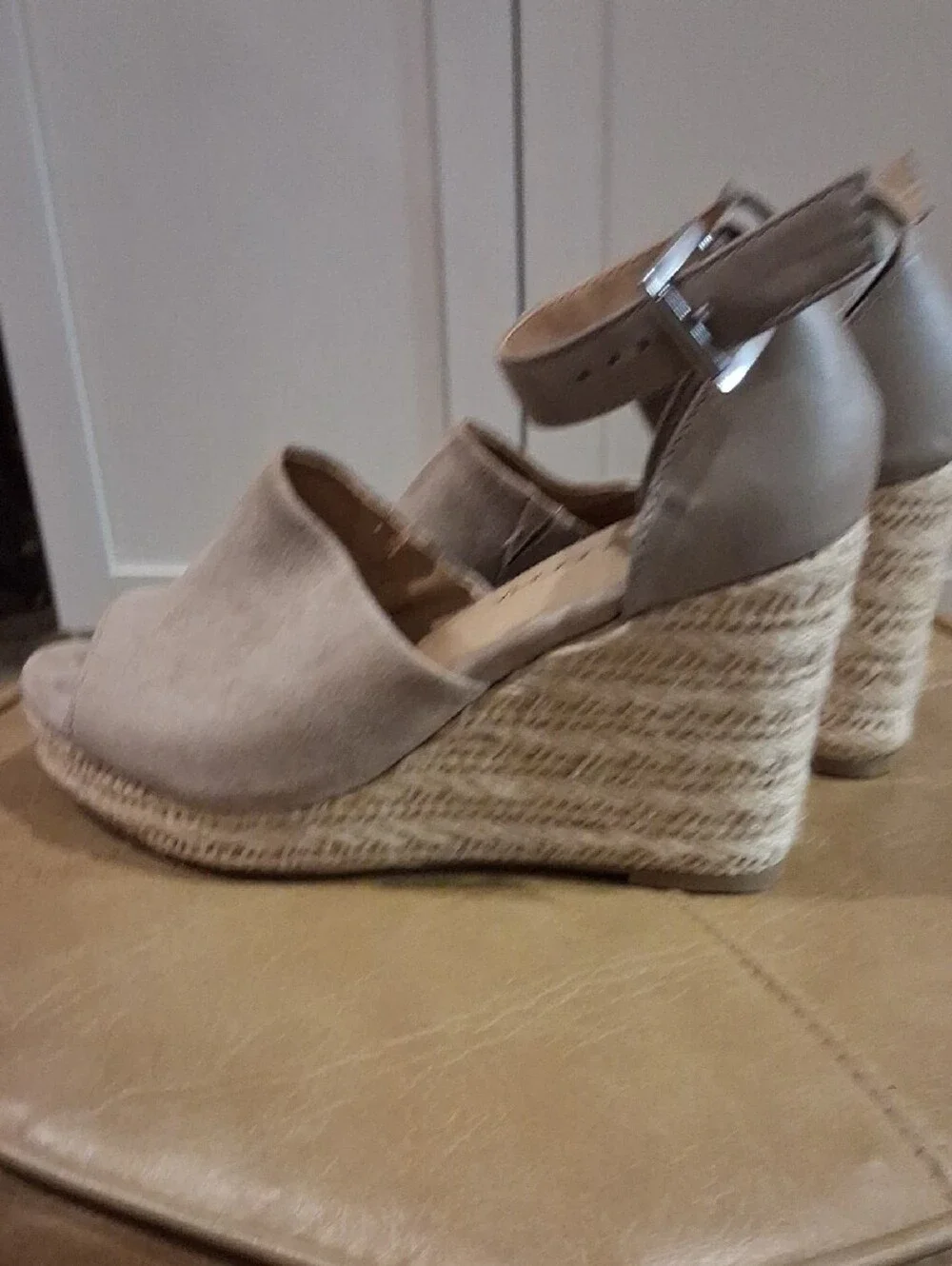 Big Buddha Taupe Suede Espadrille Wedge Sandals